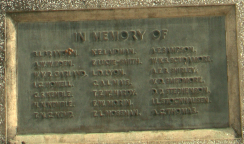 Names on the Wolmer’s cenotaph.