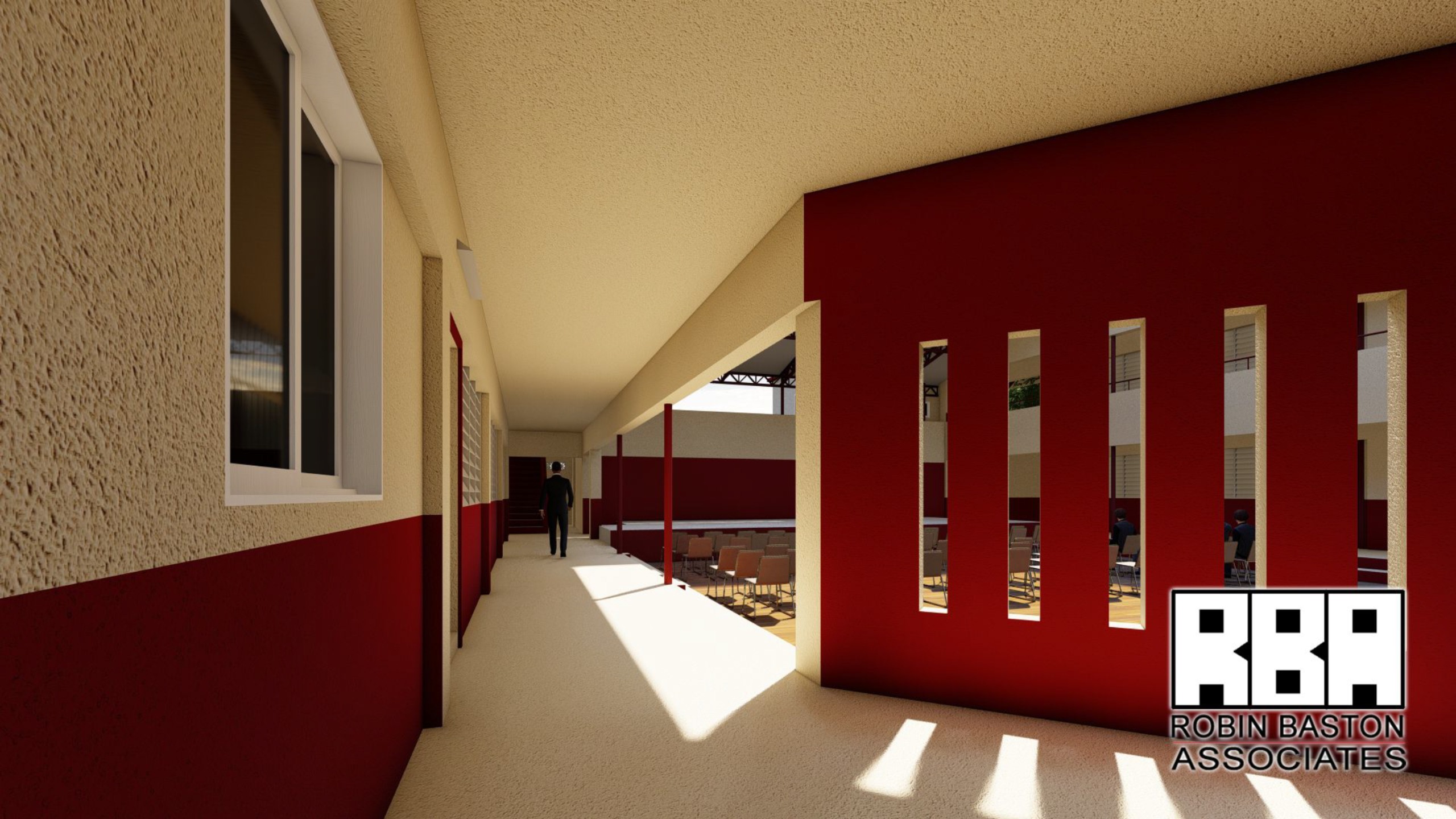 Gallery to the courtyard. Robin Baston Associates.