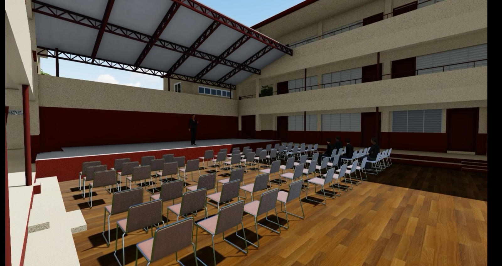 Lecture hall interior. Robin Baston Associates.
