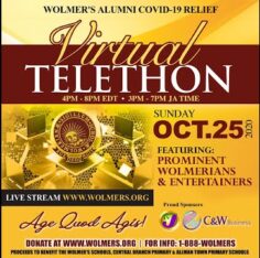 WOLMER’S ALUMNI COVID-19 RELIEF TELETHON – 2020. Title card from the Caribcast YouTube film.
