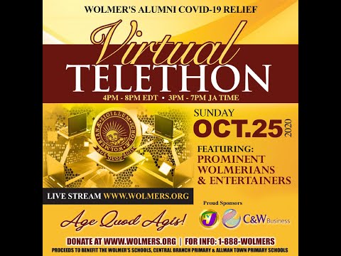 WOLMER’S ALUMNI COVID-19 RELIEF TELETHON – 2020. Title card from the Caribcast YouTube film.