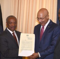 Karla Small-Dwyer, Milton Samuda, Sir Patrick Allen, Lincoln McIntyre. Photo: Rudranath Fraser / JIS