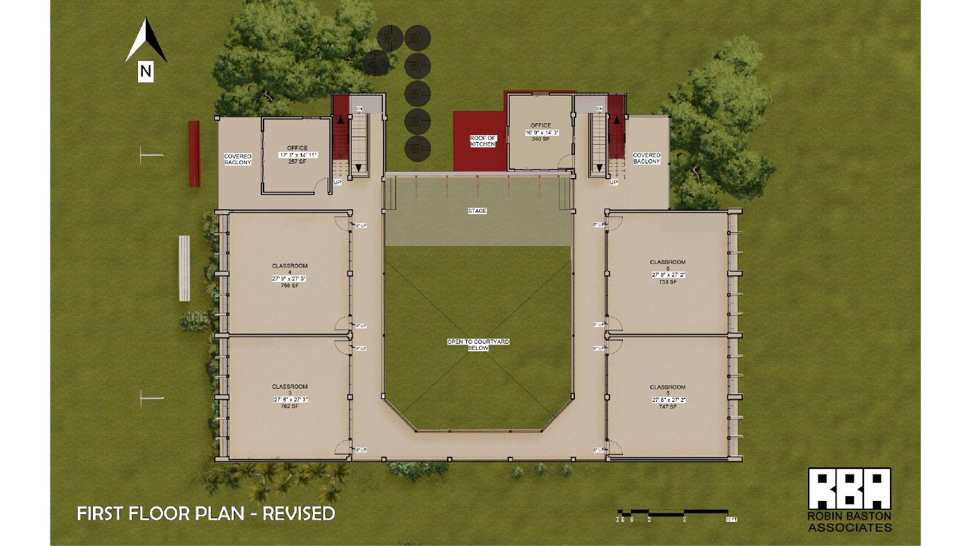 First floor plan, revised.