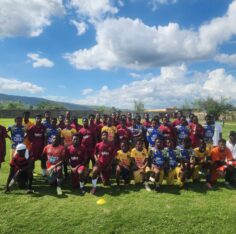 Members of the Wolmer’s Boys’ School Manning Cup team show solidarity with St Elizabeth Technical High School’s daCosta Cup players. Jamaica Gleaner